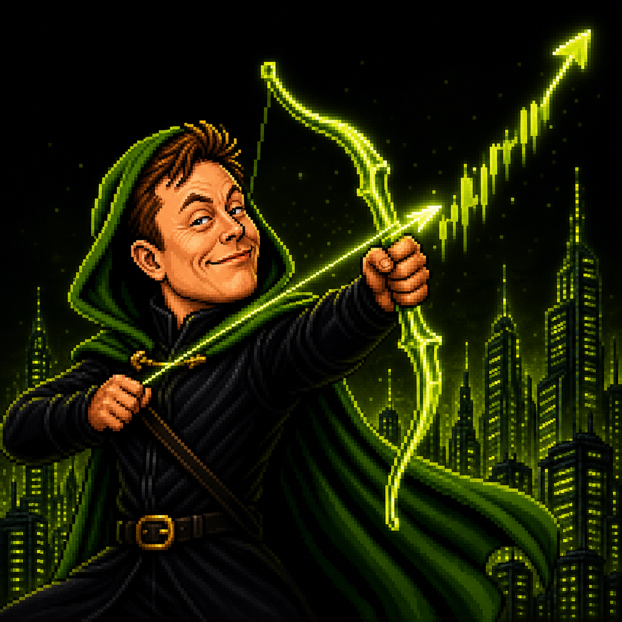 Elon Hood firing an arrow